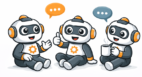 WOW Tools mascots chatting